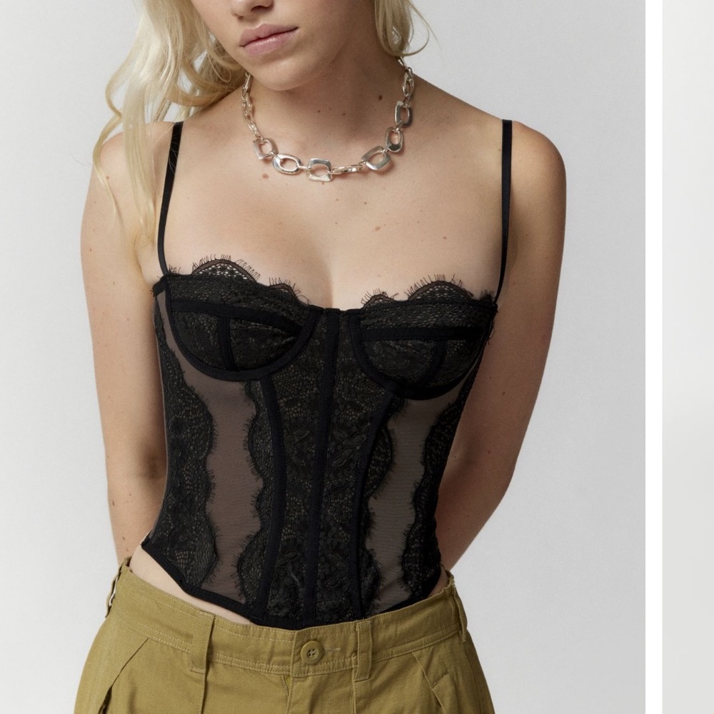 Urban Outfitters Black Lace Corset Bustier Top